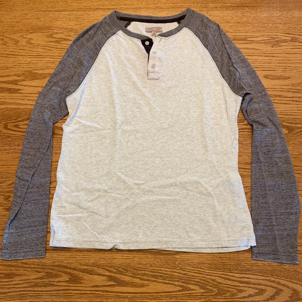 Cream/Grey 1/4 Button Long Sleeve Shirt